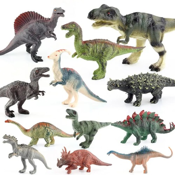 12pc Dino Figurine Set w/ T-Rex: Assorted, Durable Jumbo Dinosaur Models for Easter